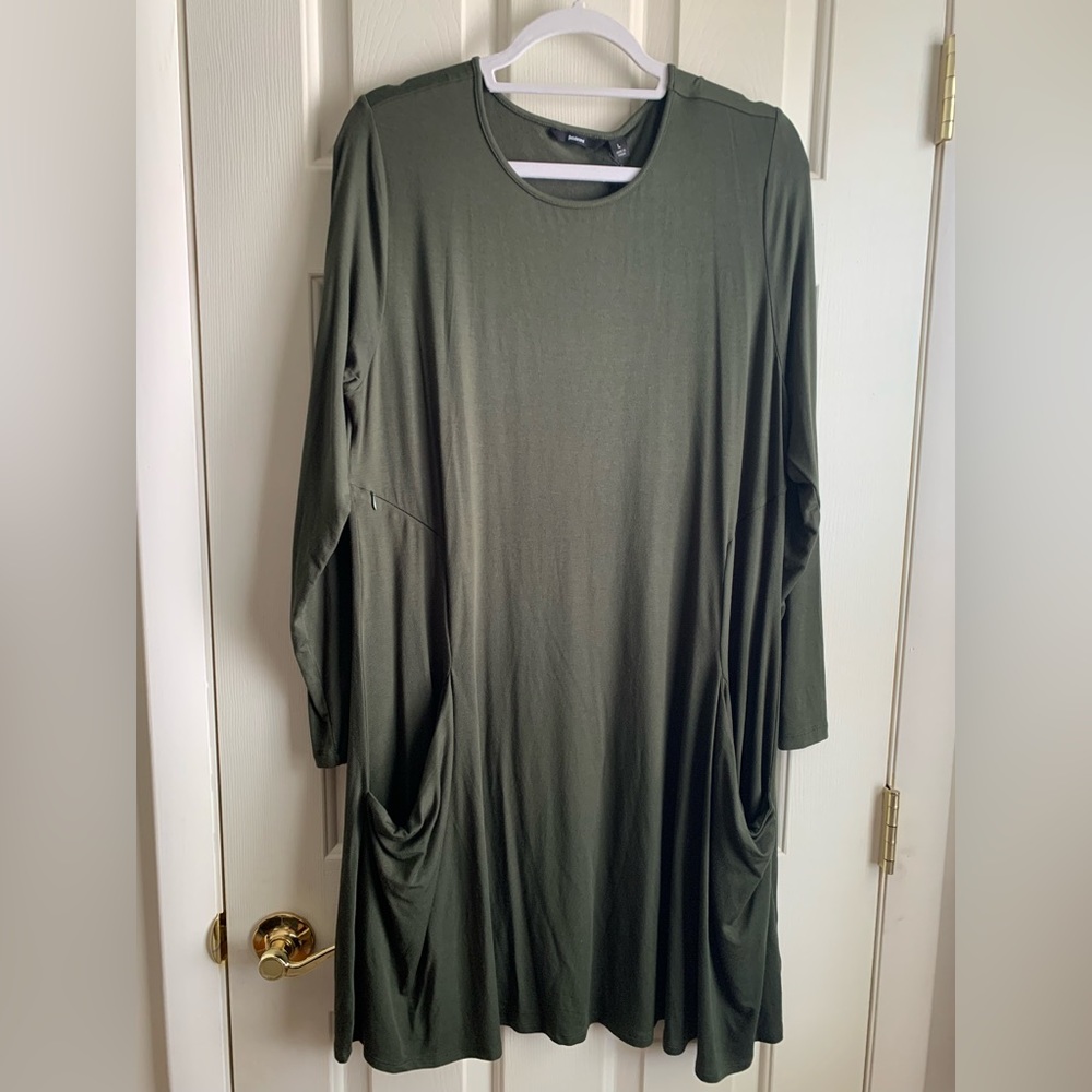 NWT Betabrand Sweatshirt Travel Dress Long Sleeve Large Casual Green